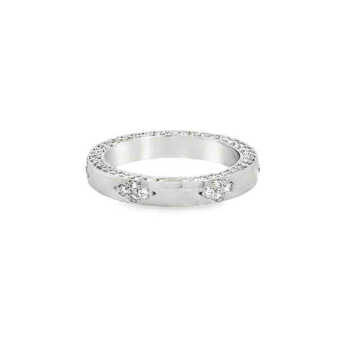 1.50 CTW Diamond Platinum Floral Motif Band Ring – 3.5mm