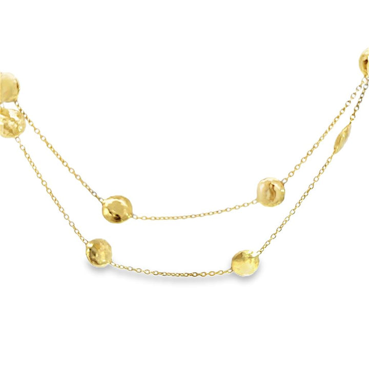Ippolita 18K Yellow Gold Long Chain Necklace with Hammered Stationary Beads – 38"