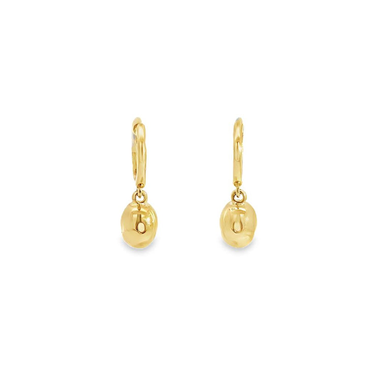0.14 CTW Diamond & Bezel Set Opal Hoop Drop Earrings in 14K Yellow Gold