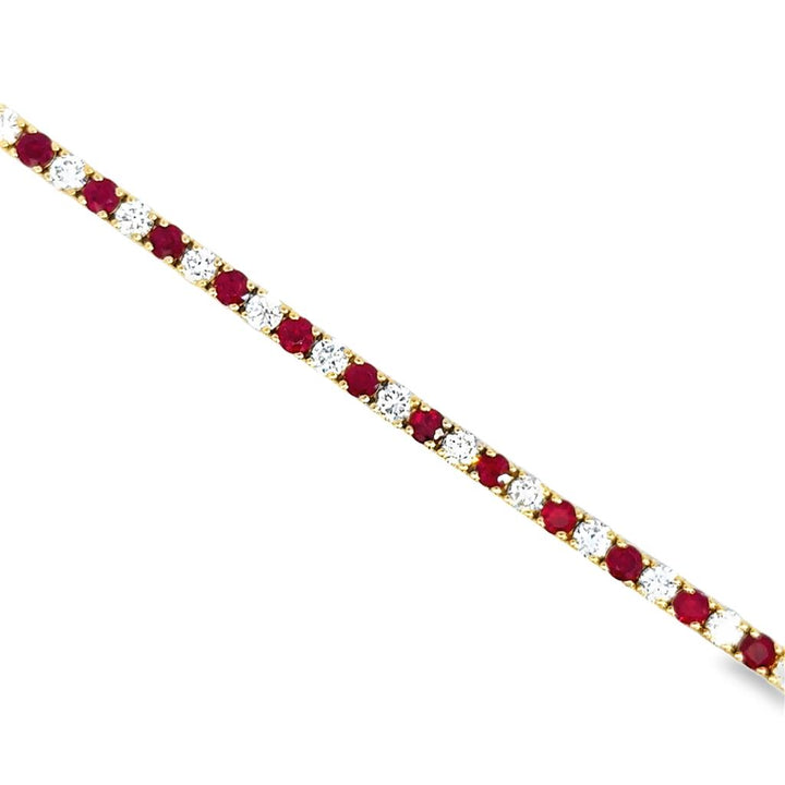 7.30 CTW Ruby & Diamond 14K Yellow Gold Tennis Bracelet