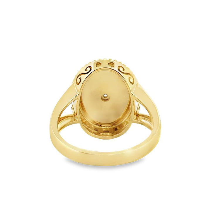 Doves 0.02 CT Diamond 18K Yellow Gold Oval Star Ring