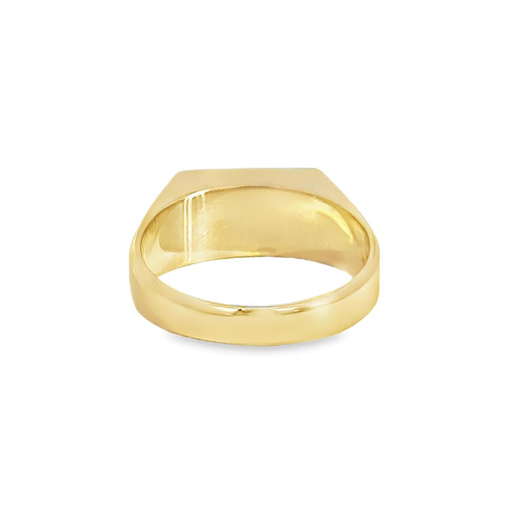 Men's 14K Yellow Gold Signet Ring – Engravable Top, Size 10