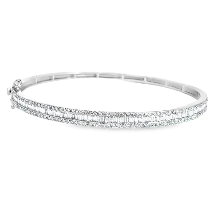 1.75 CTW Baguette and Round Diamond Bracelet in 14K White Gold