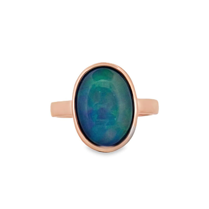 2.79 CT Ethiopian Opal 14K Rose Gold Bezel-Set Oval Ring