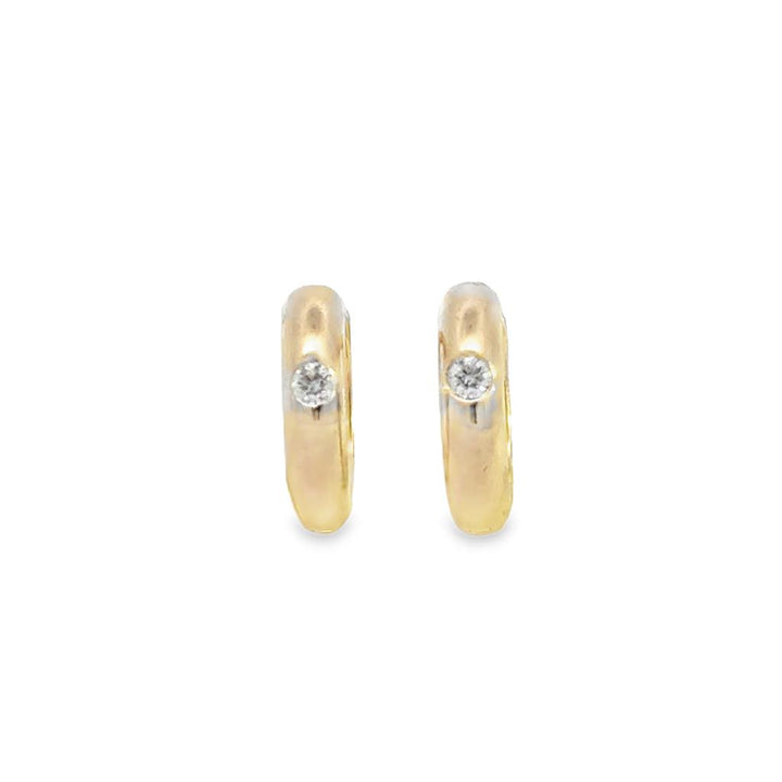 0.060 CTW Diamond Mini Hoop Earrings in 14K Yellow Gold – 13mm x 3mm