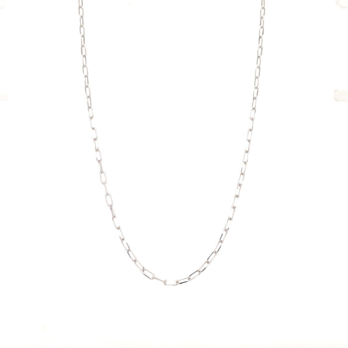 14K White Gold 1.70mm Paper Clip Chain Necklace