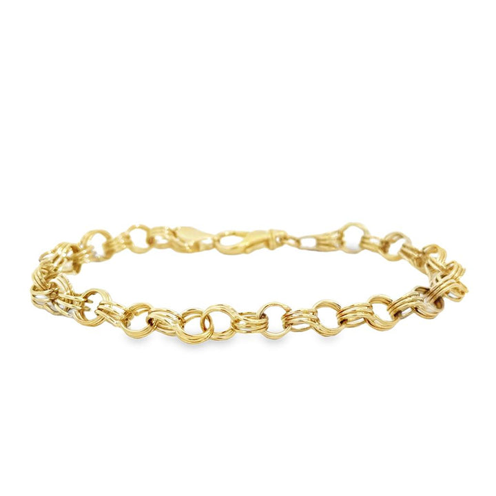 14K Yellow Gold 6.3mm Link Charm Bracelet