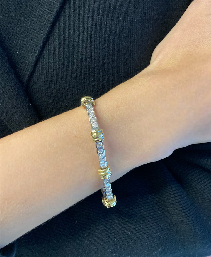 Sal Praschnik 2.76 CTW Round Diamond 18K Two Tone Diamond Bracelet