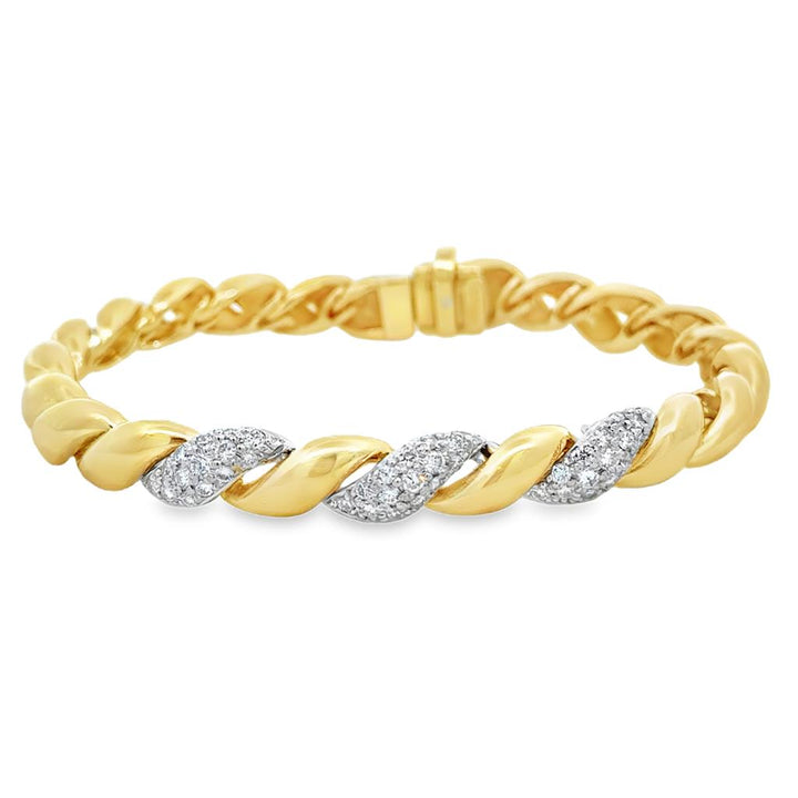 Sal Praschnik 0.88 CTW Diamond 18K Yellow Gold Curved Link Bracelet