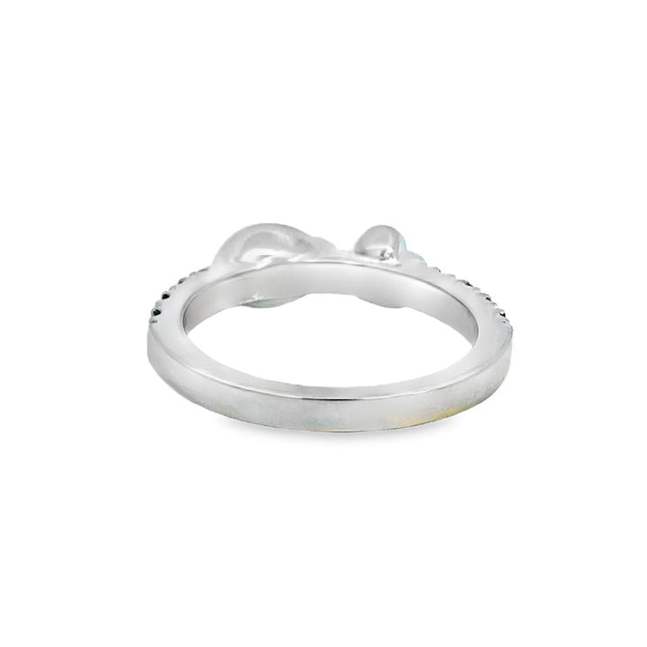 0.06 CTW Diamond Heart & Enamel Ladybug Ring in 18K White Gold with Blue Sapphires
