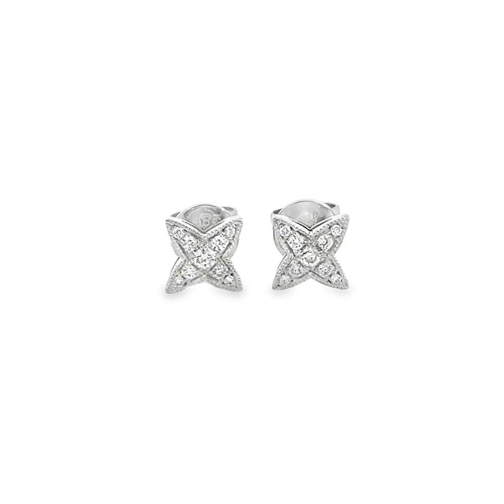 0.17 CTW Diamond 14K White Gold Star-Shaped Stud Earrings – 6.5mm