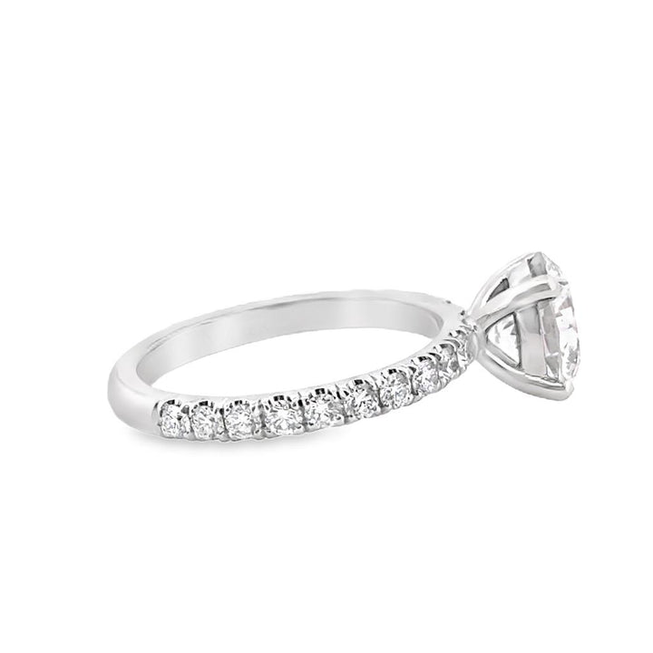 2.05 CT Round Diamond 18K White Gold Engagement Ring, VS1 G
