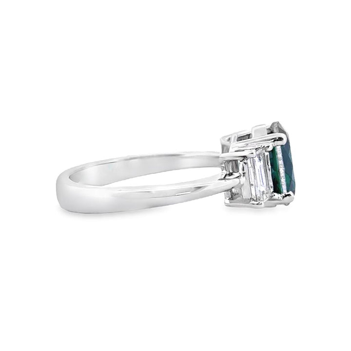 1.91 CT Oval Tsavorite Garnet and 0.65 CTW Baguette Diamond Ring