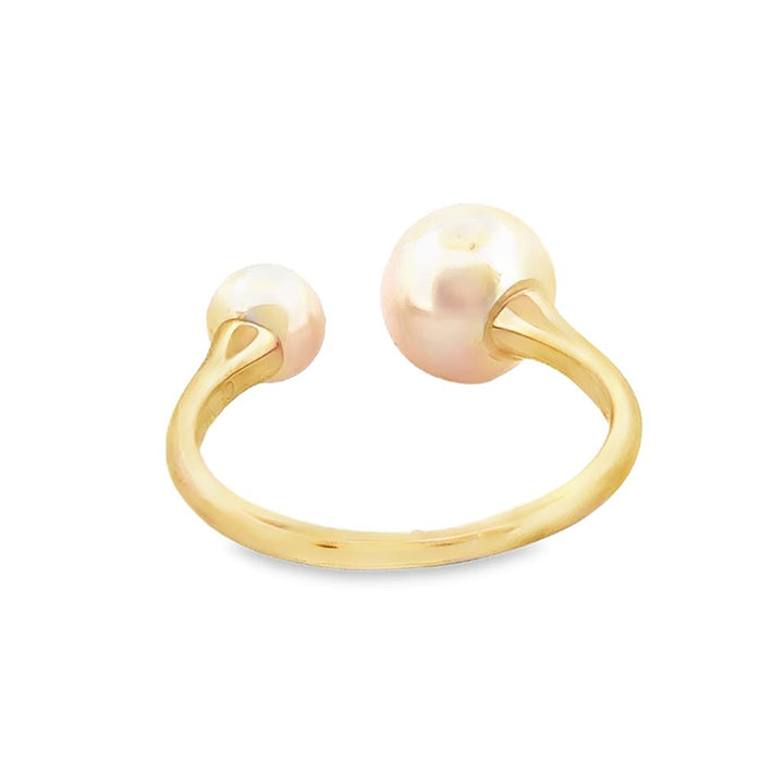 14K Yellow Gold Ring with 8mm and 5mm Pearls