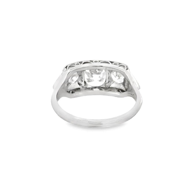 1.97 CTW Platinum Art Deco Three-Stone Diamond Engagement Ring