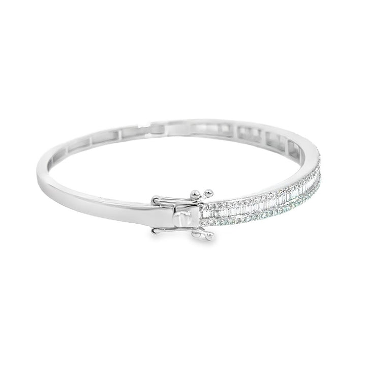 1.75 CTW Baguette and Round Diamond Bracelet in 14K White Gold