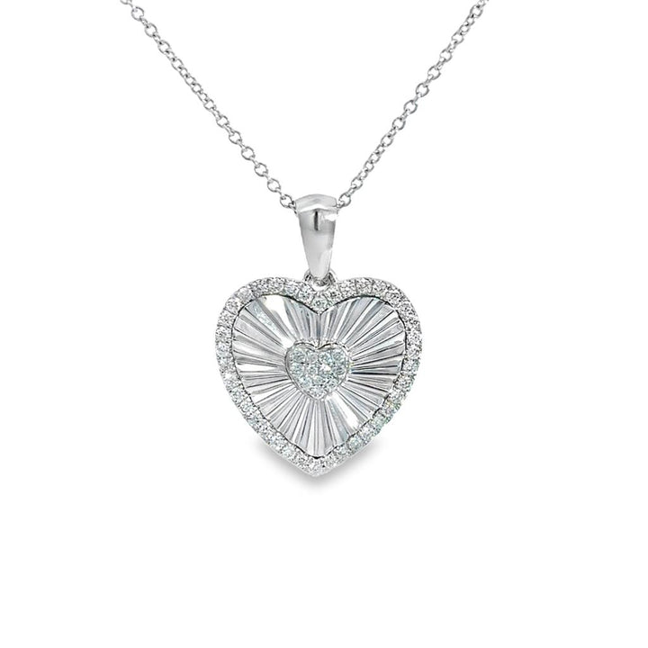 0.44 CTW Diamond Miricale Heart Pendant Necklace in 14K White Gold