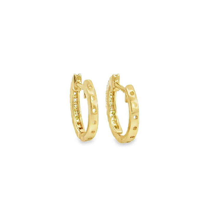 0.19 CTW Diamond Prong Set Huggie Earrings in 14K Yellow Gold
