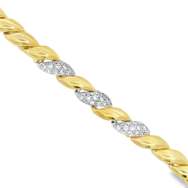 Sal Praschnik 0.88 CTW Diamond 18K Yellow Gold Curved Link Bracelet