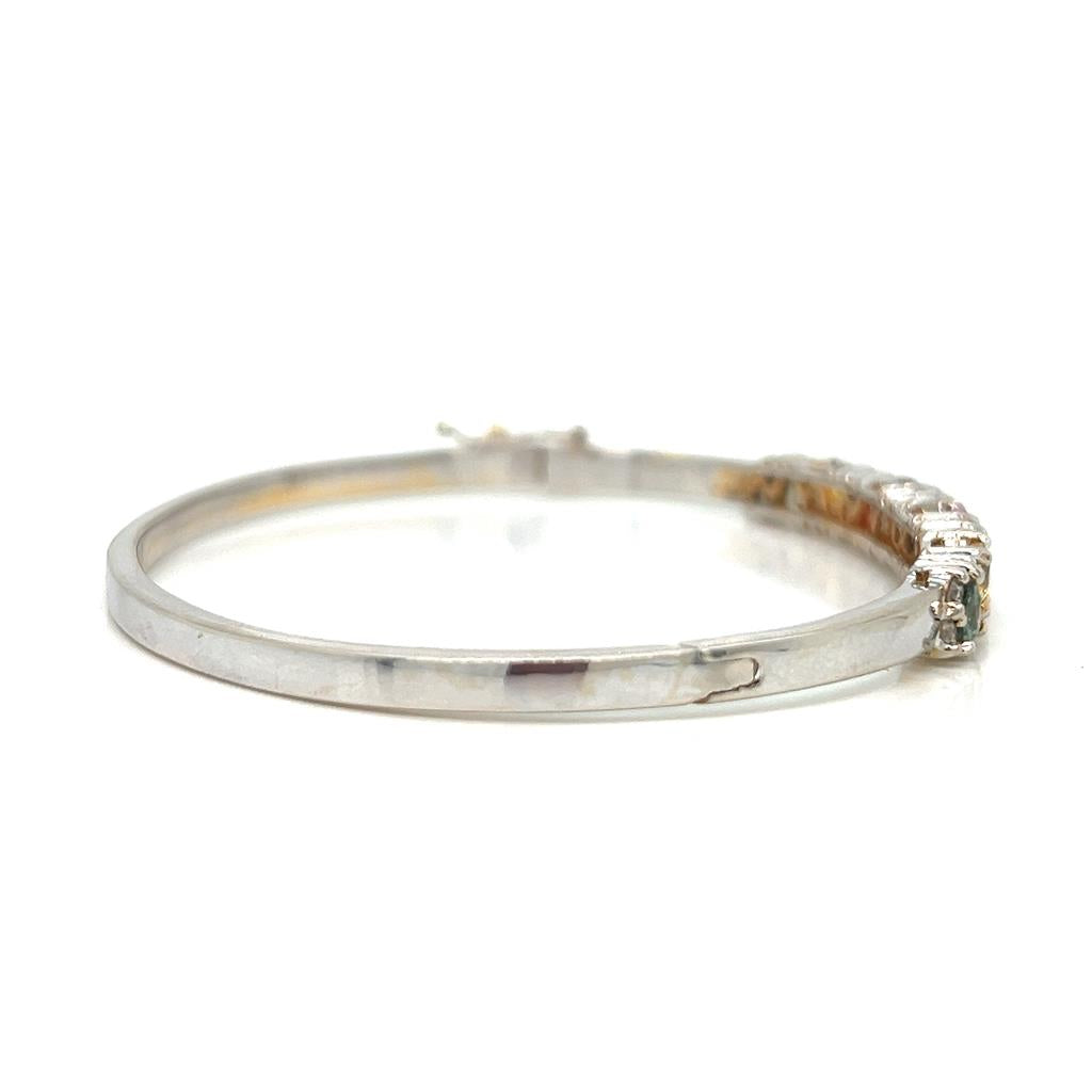 4.50 CTW Multi-Color Sapphire and 1.00 CTW Round Diamond 14K White Gold Bracelet