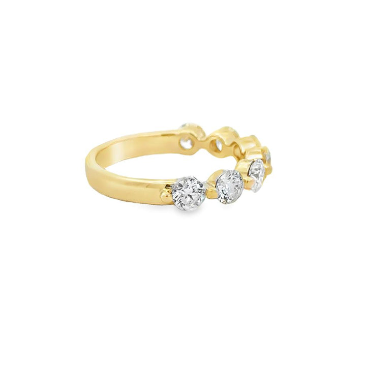 1.52 CTW Diamond 14K Yellow Gold Shared Prong Band Ring