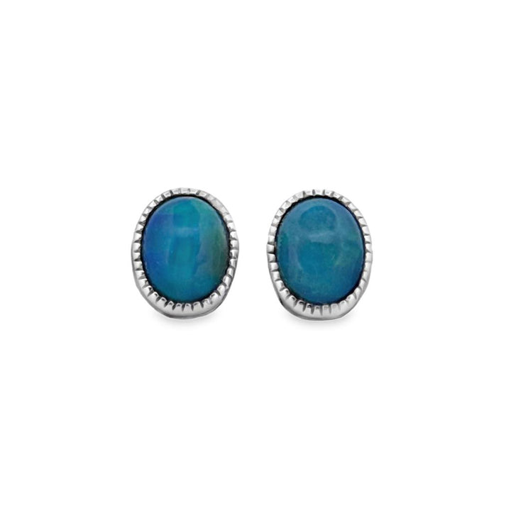 2.70 CTW Ethiopian Opal 14K White Gold Oval Stud Earrings – 9 x 7mm