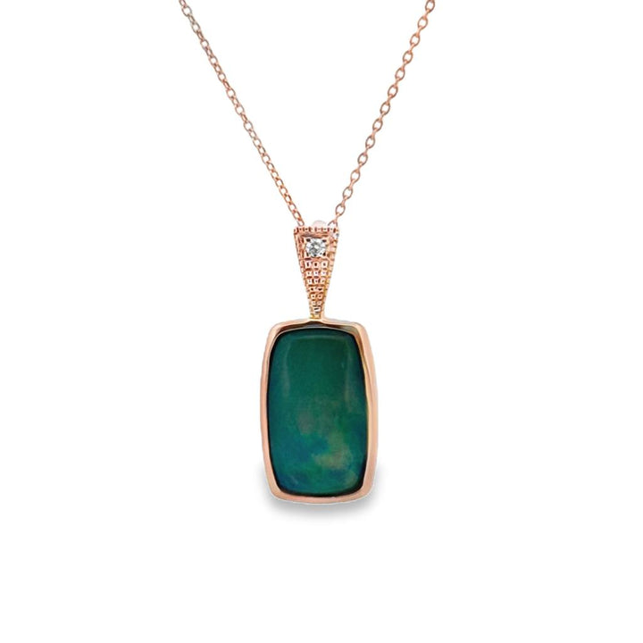 3.40 CT Ethiopian Opal & 0.03 CT Diamond 14K Rose Gold Pendant Necklace