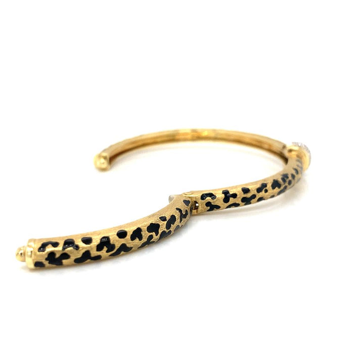 Sal Praschnik 0.24 CTW Round Diamond 18K Yellow Gold Cheetah Bangle Bracelet