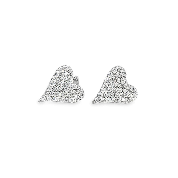0.61 CTW Diamond Pavé Heart Stud Earrings in 14K White Gold