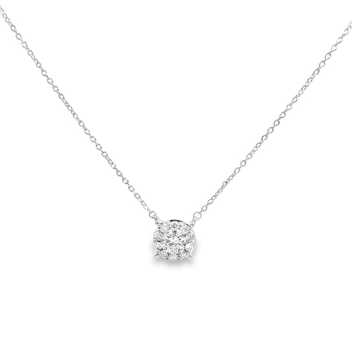 0.40 CTW Diamond Cluster Pendant Necklace in 14K White Gold