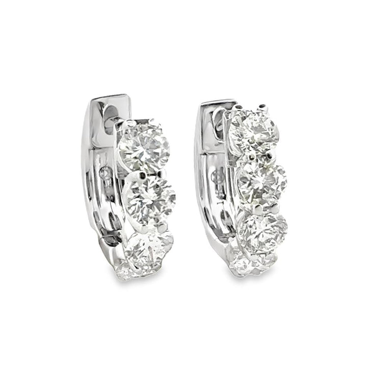 1.65 CTW Diamond Hoop Earrings, 14K White Gold, 14mm