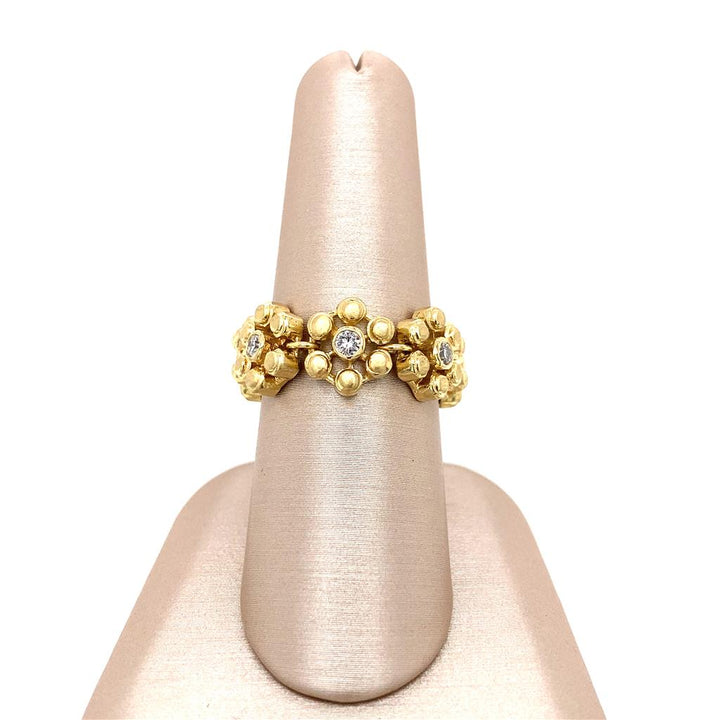 Sal Praschnik 0.38 CTW Round Diamonds 18K Yellow Gold Floral Ring