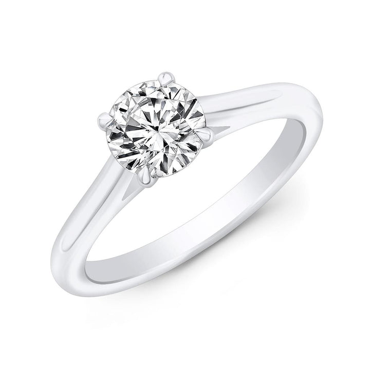 Classic Four Prong Semi-Mount Solitaire Diamond 18K Gold Engagement Ring