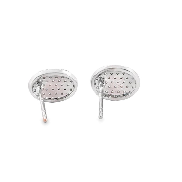 0.44 CTW Pavé Diamond Oval Stud Earrings in 14K White Gold