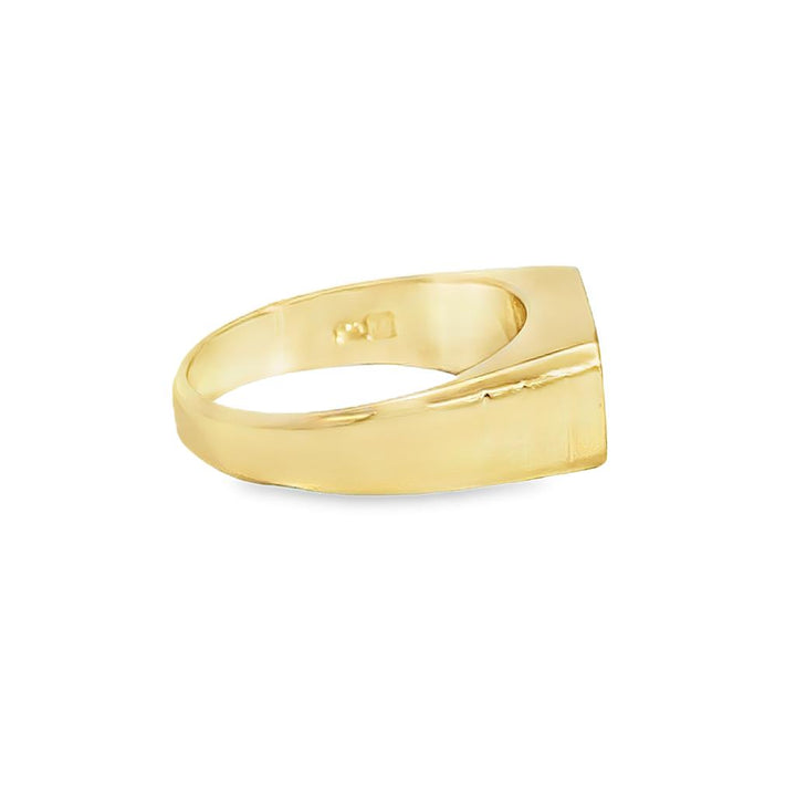 Men's 14K Yellow Gold Signet Ring – Engravable Top, Size 10