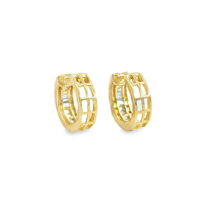0.40 CTW Round and Baguette Diamond Huggie Earrings