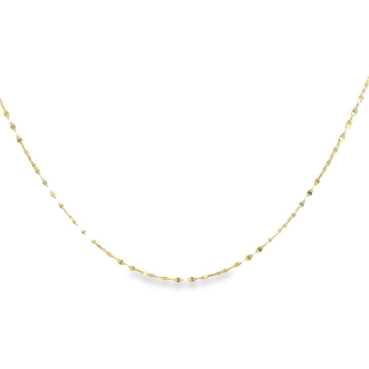 10K Yellow Gold 1mm Diamond-Cut Bead Chain – 20" Micro Thin Necklace