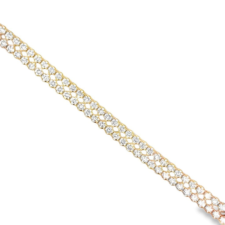 3.45 CTW Diamond Double Strand Mini Tennis Bracelet – 18K Yellow Gold, 6.5"