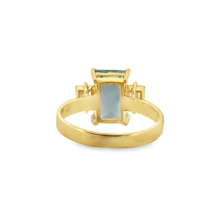 0.40 CTW Yellow Diamond & Emerald-Cut Aquamarine 18K Yellow Gold Ring