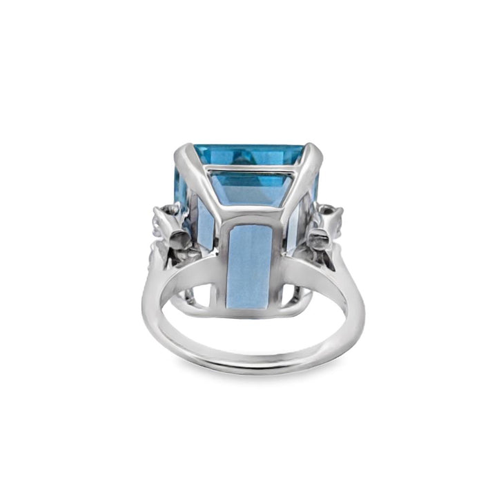 13.85 CT Aquamarine & 0.44 CTW Diamond 14K White Gold Ring