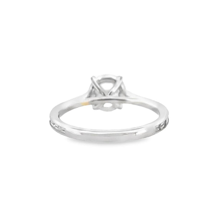Straight Baguette Engagement Semi-Mount 18K White Gold Ring