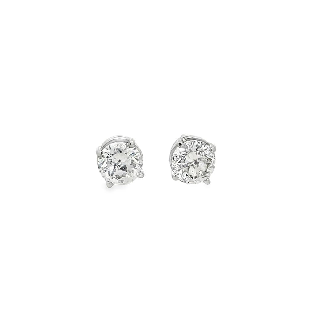 1.00 CTW Diamond 14K White Gold 4-Prong Stud Earrings with Screw Backs