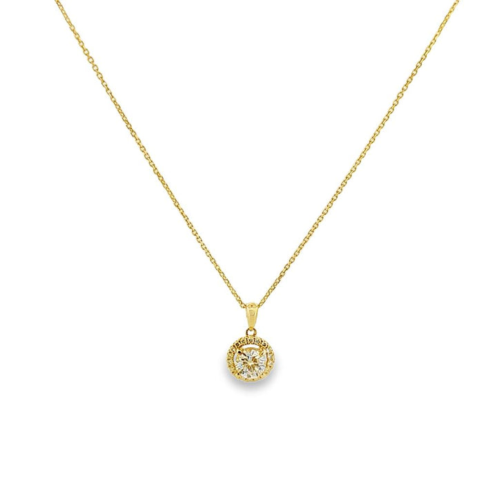 14K Yellow Gold Pendant with 0.81 CT Center Diamond and 0.17 CTW Accent Diamonds