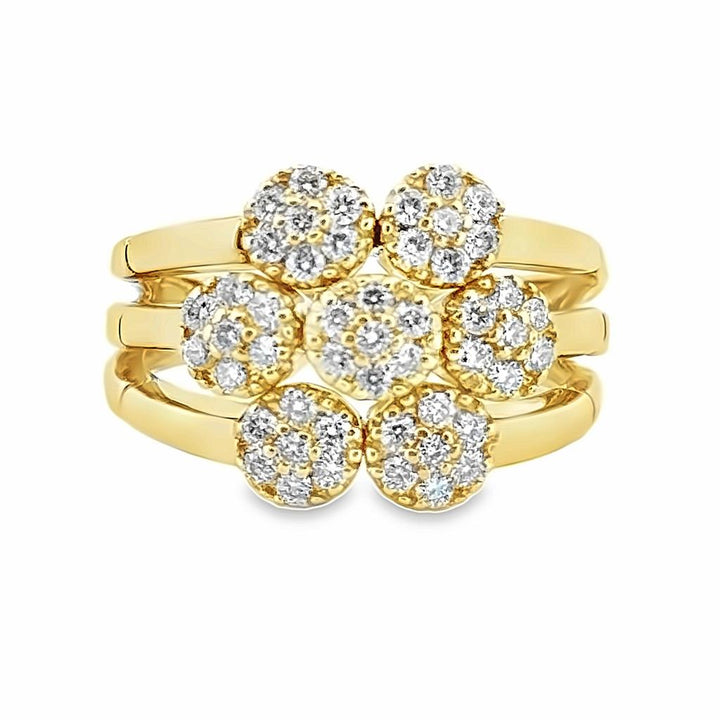 0.70 CTW Round Diamond 14K Yellow Gold Cluster Ring