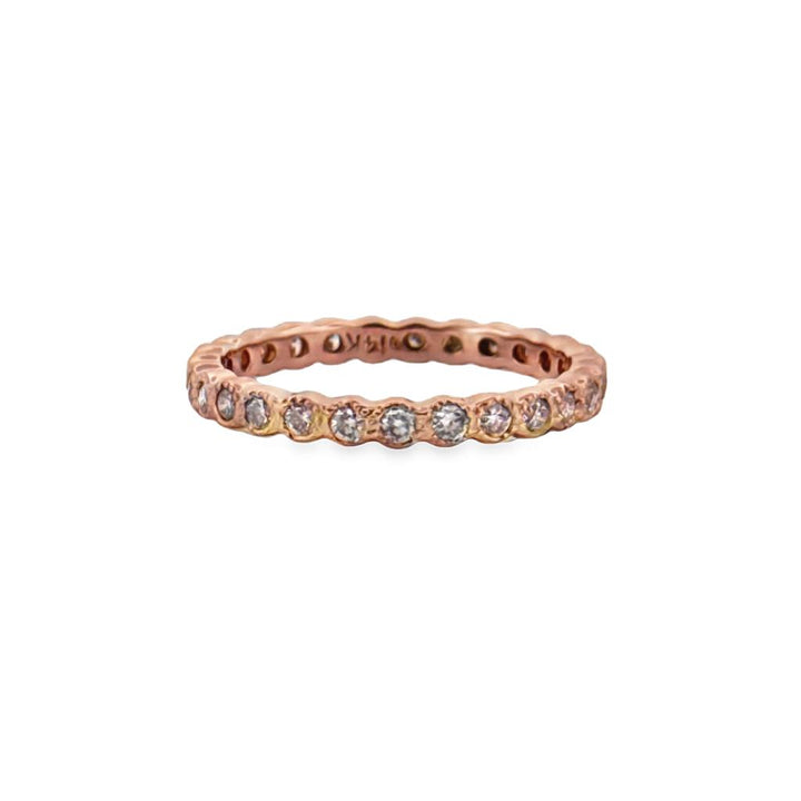 0.65 CTW Diamond 14K Rose Gold Eternity Band Ring – Size 7.25
