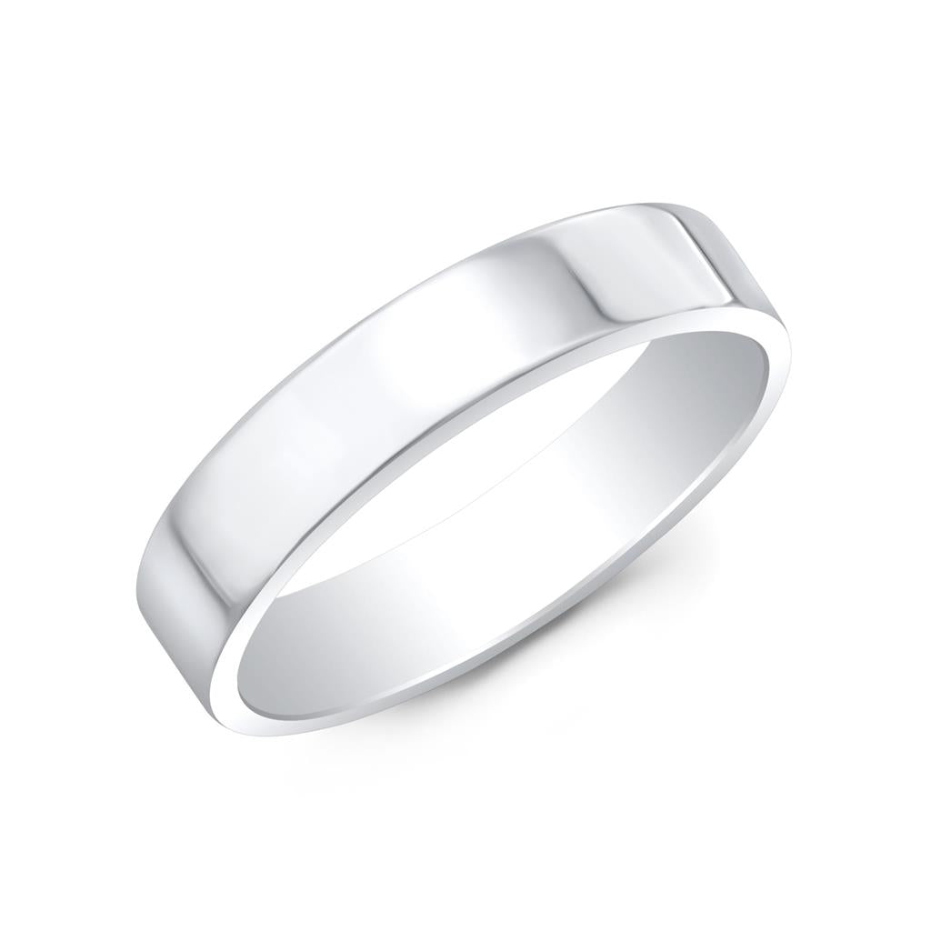 18K White Gold Flat Wedding Band - 5mm