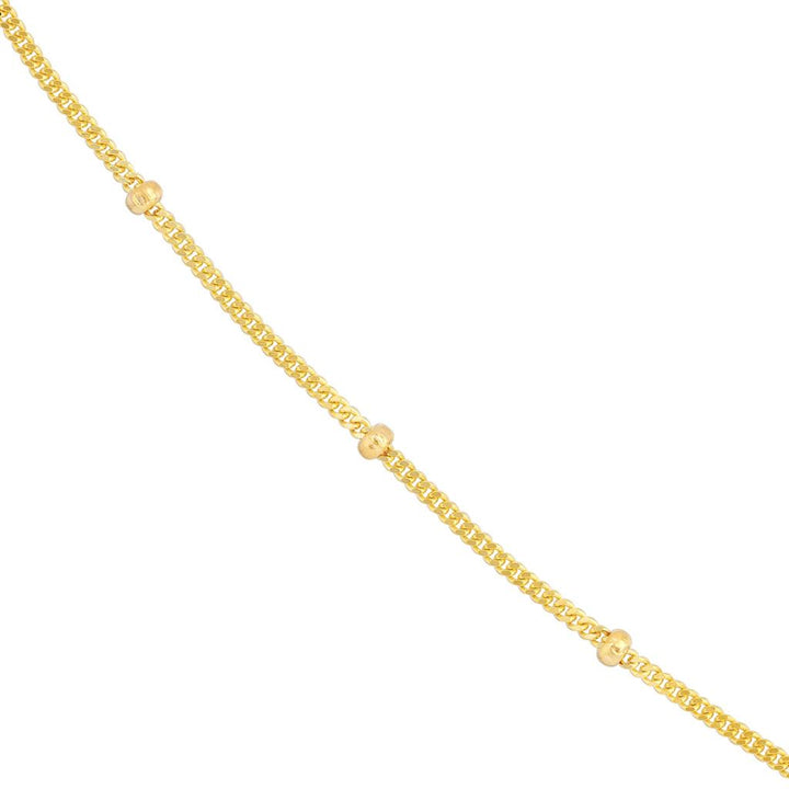 14K Yellow Gold 2.50mm Diamond Cut Curb Chain with Beads,