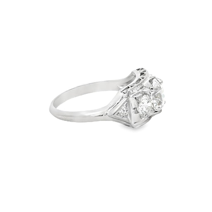 1.97 CTW Platinum Art Deco Three-Stone Diamond Engagement Ring