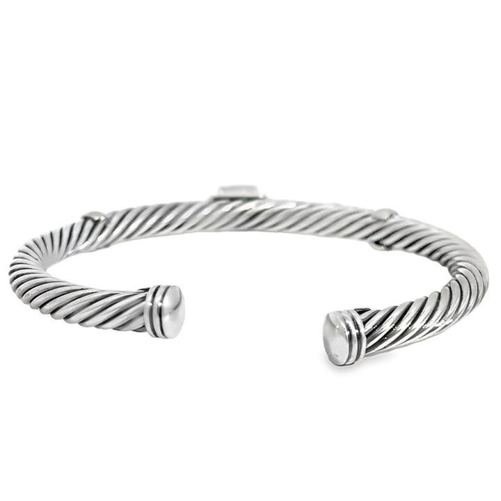 David Yurman 6.3mm Sterling Silver Twisted Cable Gemstone Bangle Bracelet