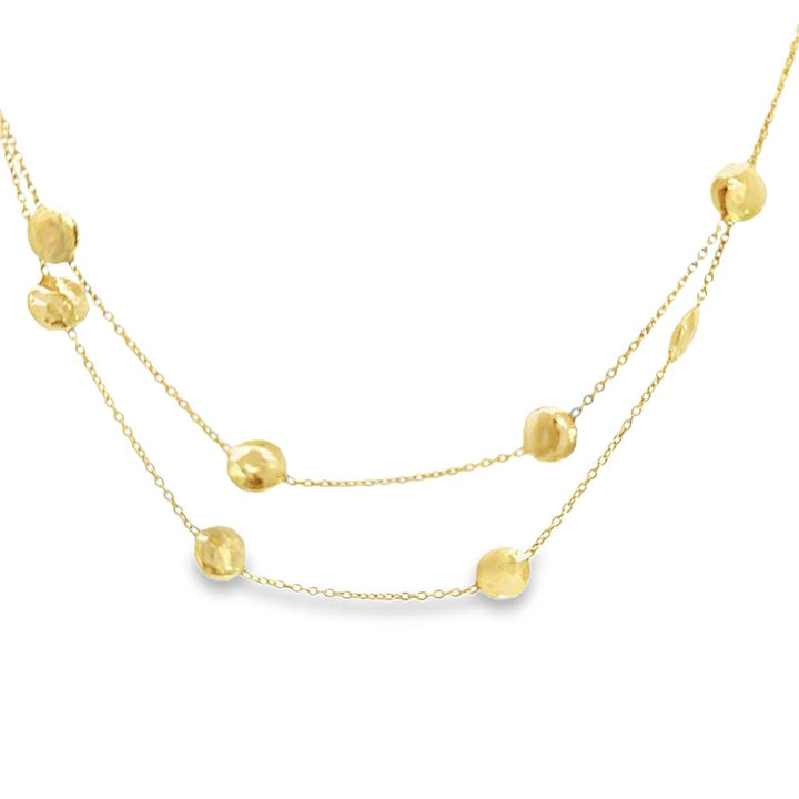 Ippolita 18K Yellow Gold Long Chain Necklace with Hammered Stationary Beads – 38"